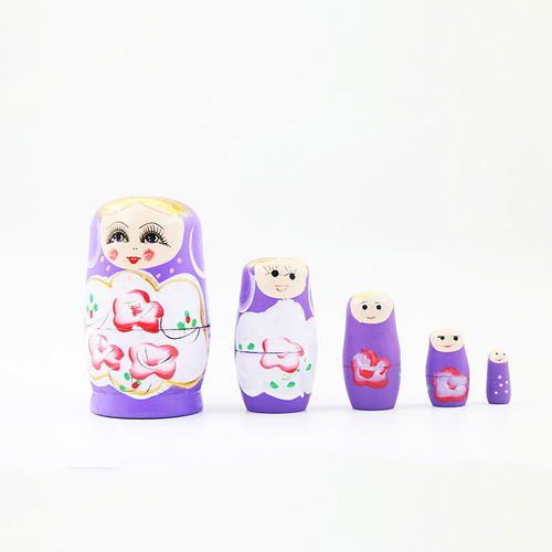 旅游工藝品 木制兒童玩具新款 俄羅斯金粉套娃 5層 景區(qū)熱賣禮品