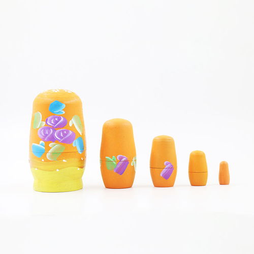 旅游工藝品 木制兒童玩具新款 俄羅斯金粉套娃 5層 景區(qū)熱賣禮品