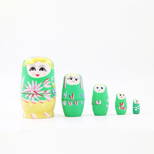 旅游工藝品 木制兒童玩具新款 俄羅斯金粉套娃 5層 景區熱賣禮品