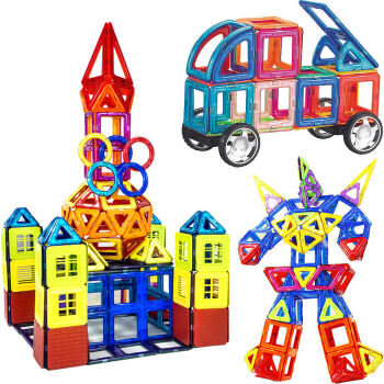 MAG-WISDOM 科博228件組合套裝 磁力片建構片百變提拉磁力棒魔磁性鐵益智力早教 兒童3D立體拼裝拼插教具